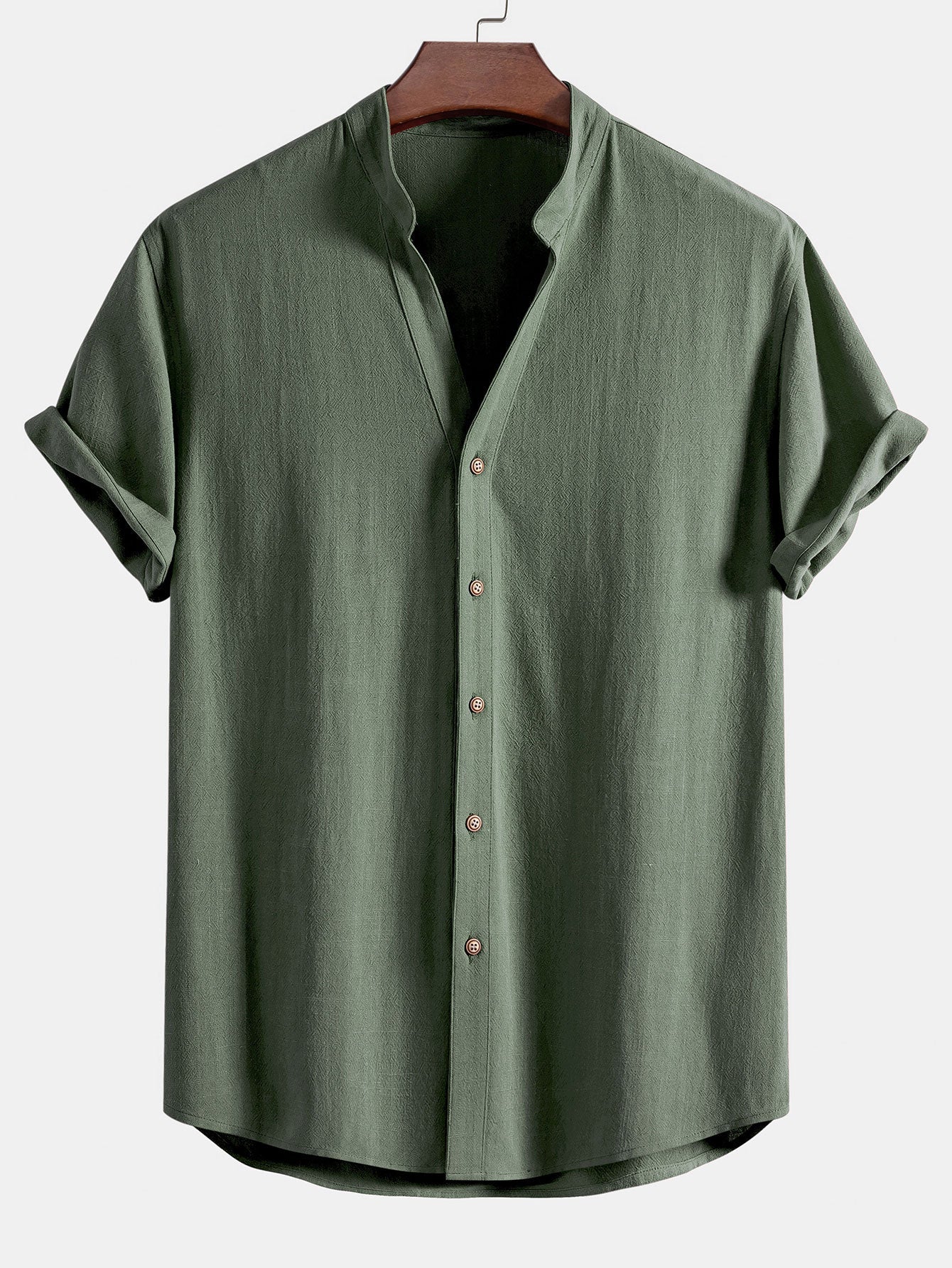 Levoro™ – V Neck Linen Blend Shirt & Straight Leg Linen Pants Set