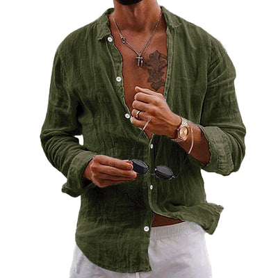 Leander™ – Men's Solid Color Long Sleeve Shirt