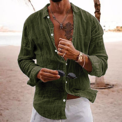 Leander™ – Men's Solid Color Long Sleeve Shirt