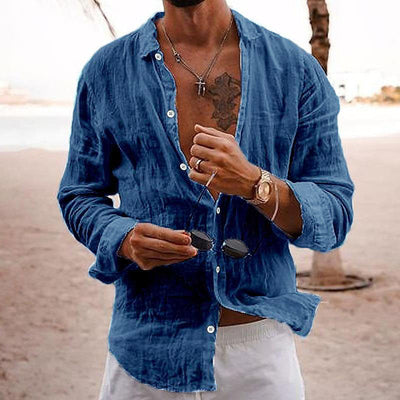 Leander™ – Men's Solid Color Long Sleeve Shirt