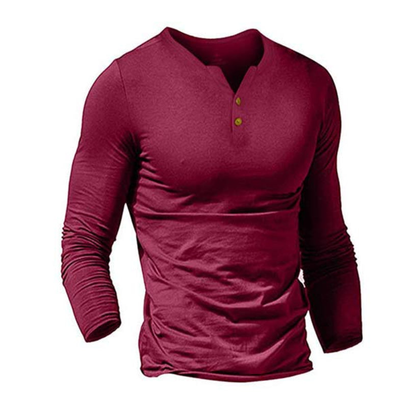 Kael™ – Men’s Slim Fit Solid V-Neck Long Sleeve Training Shirt