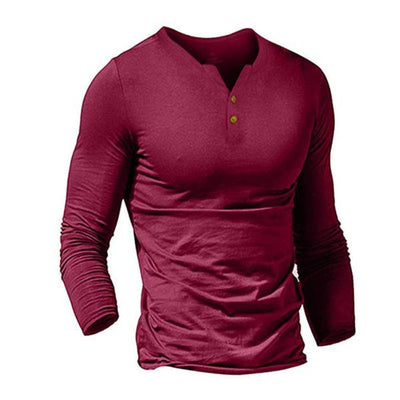 Kael™ – Men’s Slim Fit Solid V-Neck Long Sleeve Training Shirt