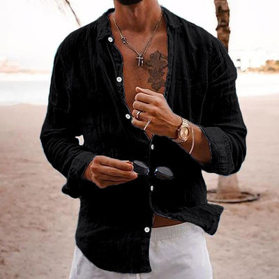 Leander™ – Men's Solid Color Long Sleeve Shirt