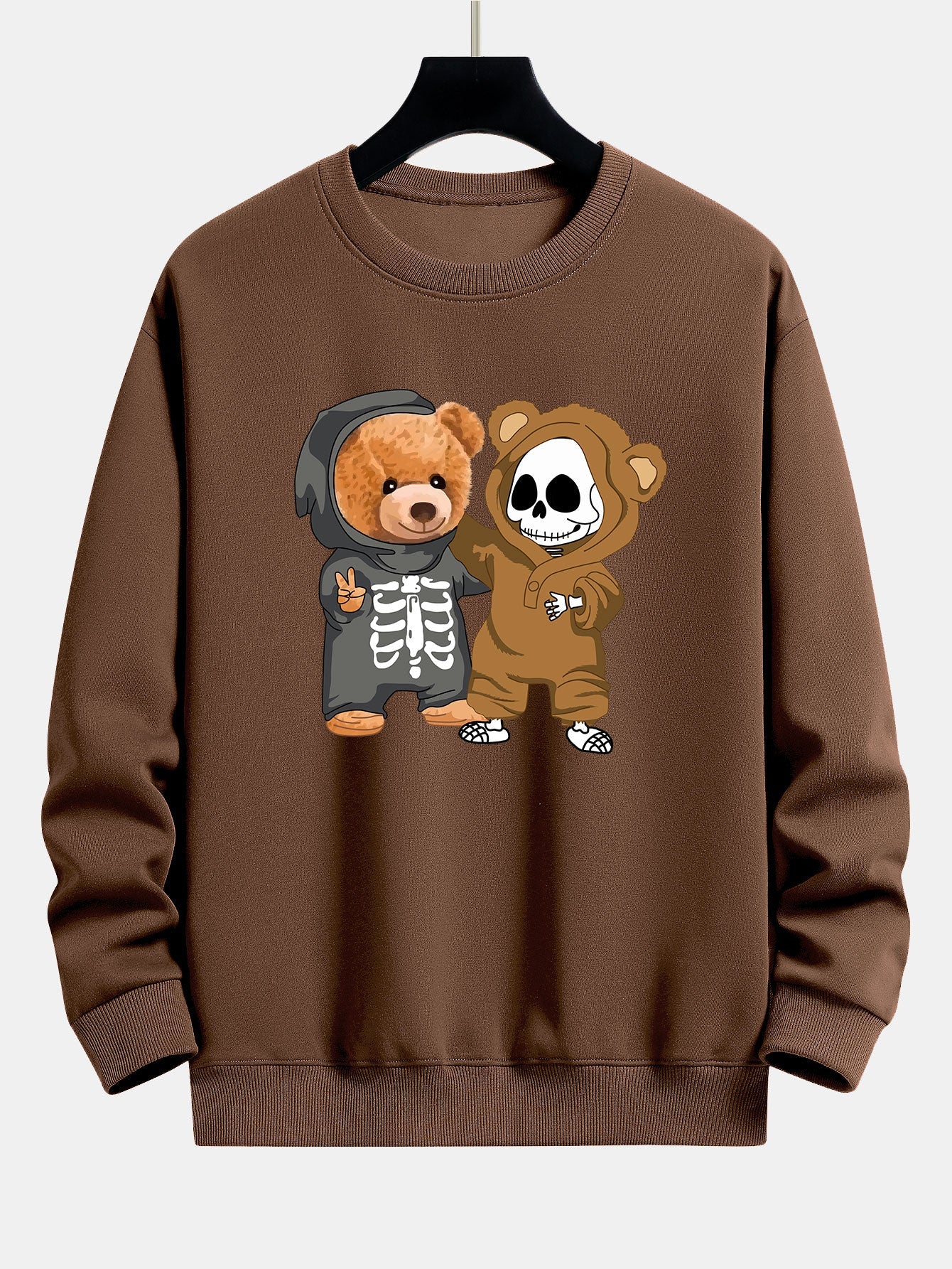 Skeleton Bear Print Relax Fit Sweatshirt