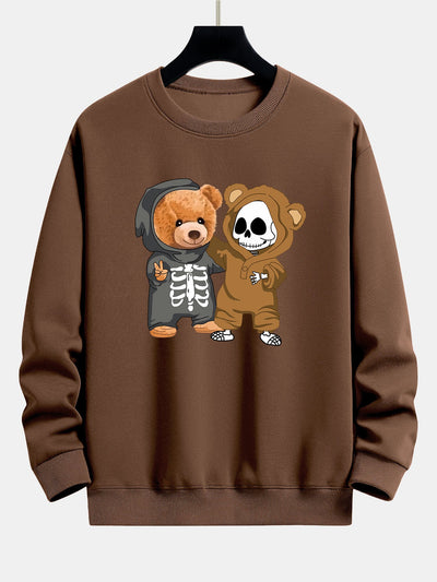 Skeleton Bear Print Relax Fit Sweatshirt