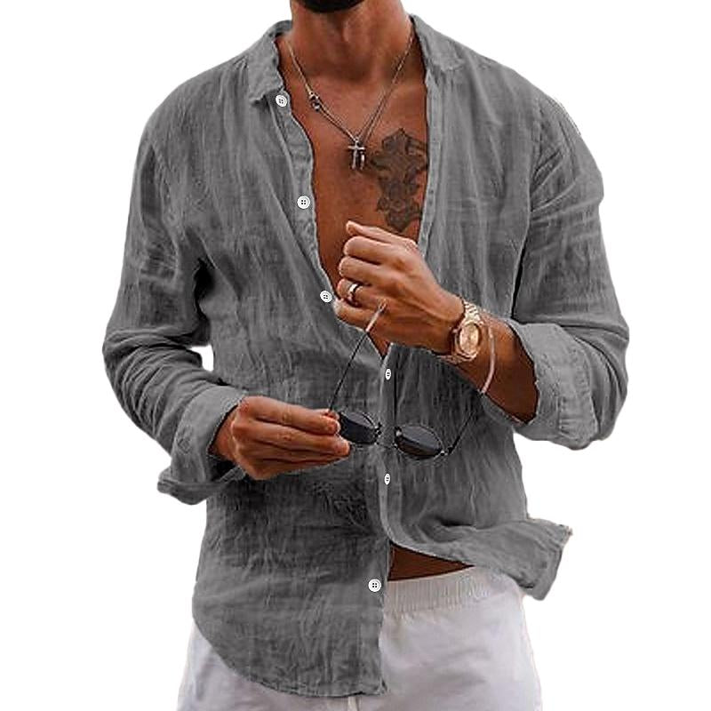 Leander™ – Men's Solid Color Long Sleeve Shirt