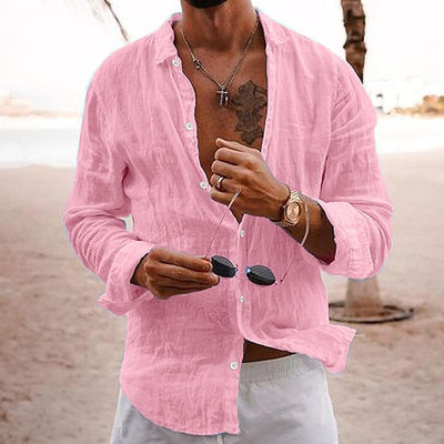 Leander™ – Men's Solid Color Long Sleeve Shirt