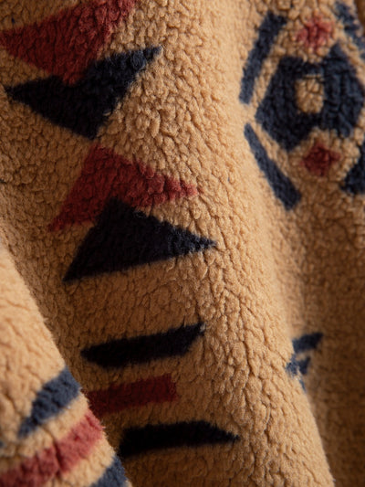 Rowan™ – Aztec Print Patchwork Teddy Fleece Coat