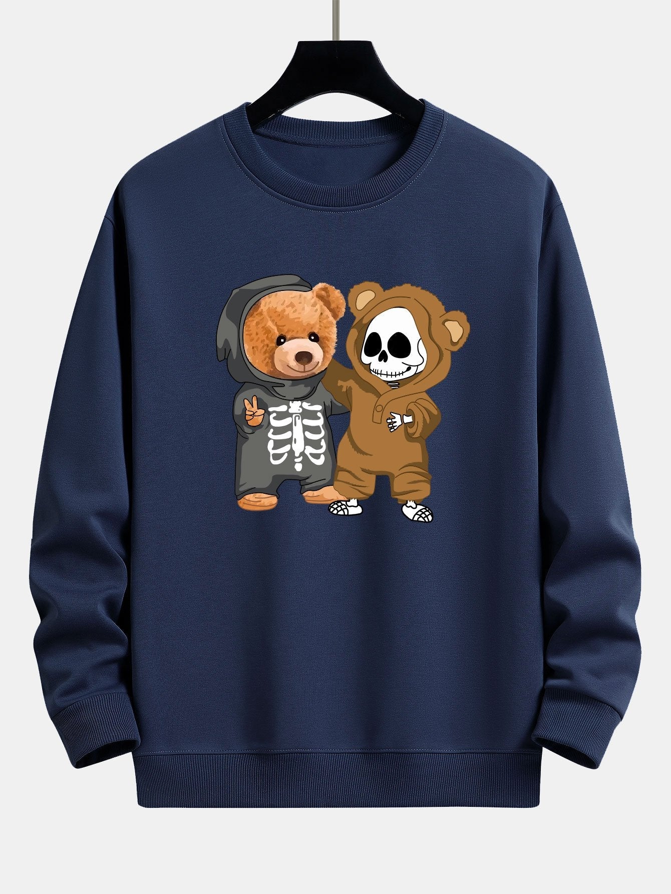 Skeleton Bear Print Relax Fit Sweatshirt