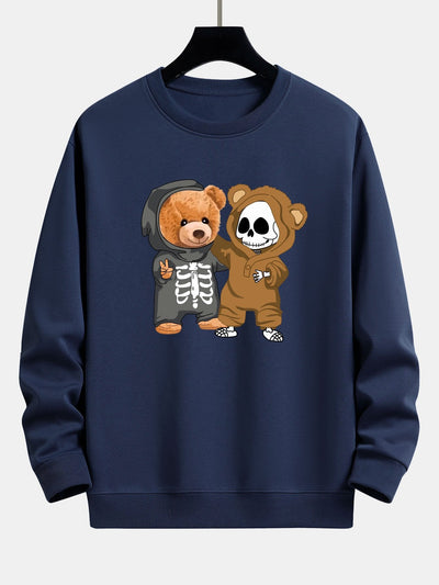 Skeleton Bear Print Relax Fit Sweatshirt