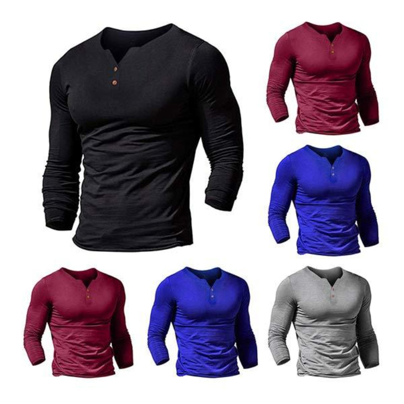 Kael™ – Men’s Slim Fit Solid V-Neck Long Sleeve Training Shirt