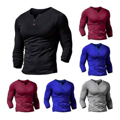 Kael™ – Men’s Slim Fit Solid V-Neck Long Sleeve Training Shirt