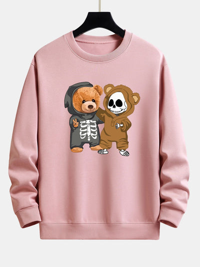 Skeleton Bear Print Relax Fit Sweatshirt