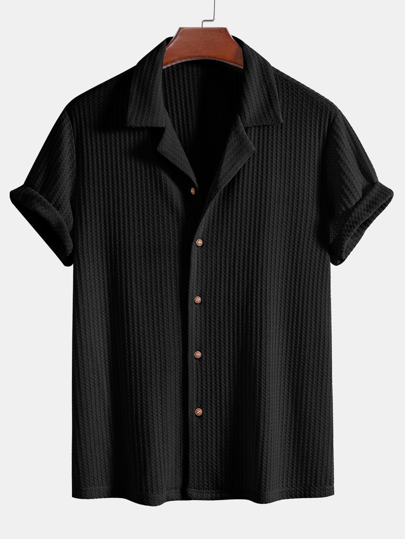 Knitted Waffle Cuban Shirt & Linen Pants Set