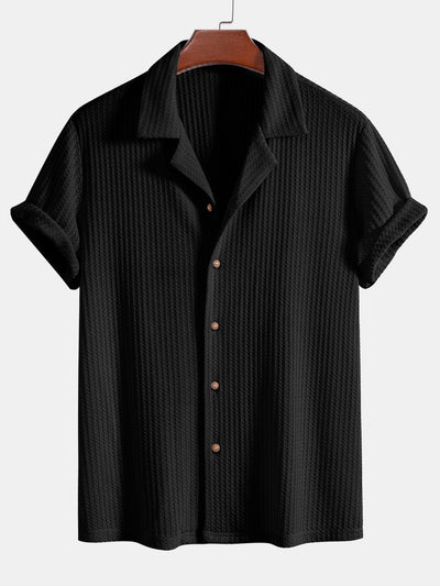 Knitted Waffle Cuban Shirt & Linen Pants Set