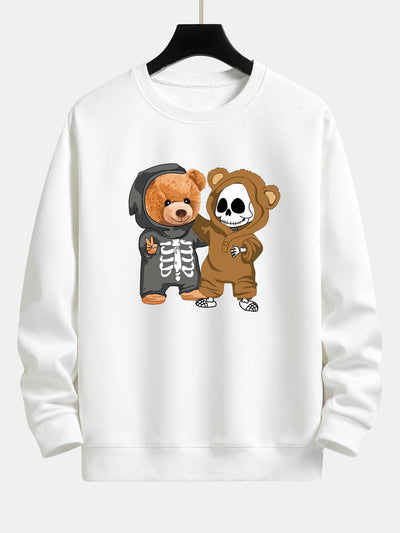 Skeleton Bear Print Relax Fit Sweatshirt