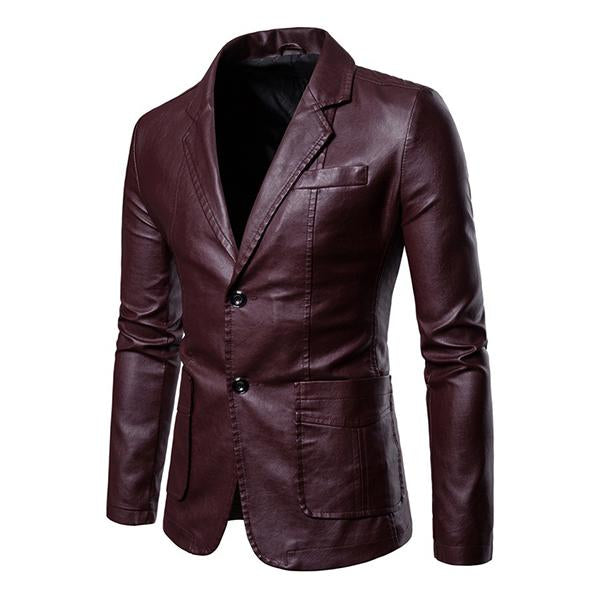 Everan™ – Men's Vintage Lapel Slim Fit Faux Leather Blazer
