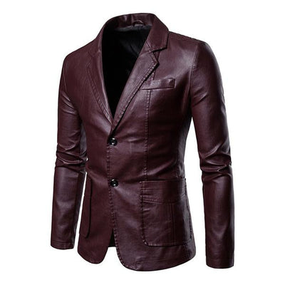 Everan™ – Men's Vintage Lapel Slim Fit Faux Leather Blazer