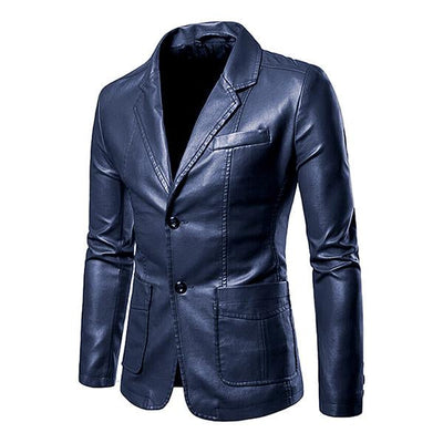 Everan™ – Men's Vintage Lapel Slim Fit Faux Leather Blazer