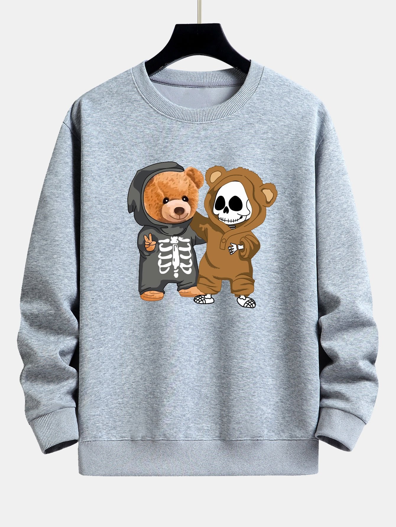 Skeleton Bear Print Relax Fit Sweatshirt