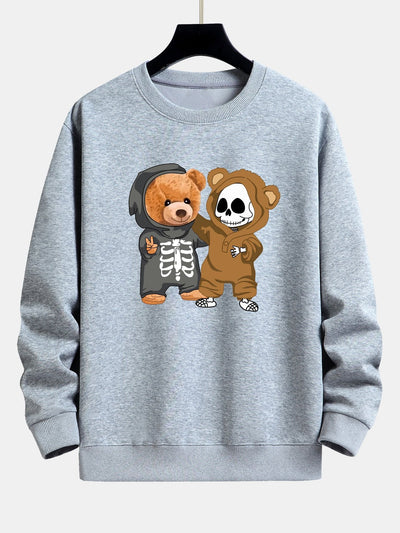 Skeleton Bear Print Relax Fit Sweatshirt
