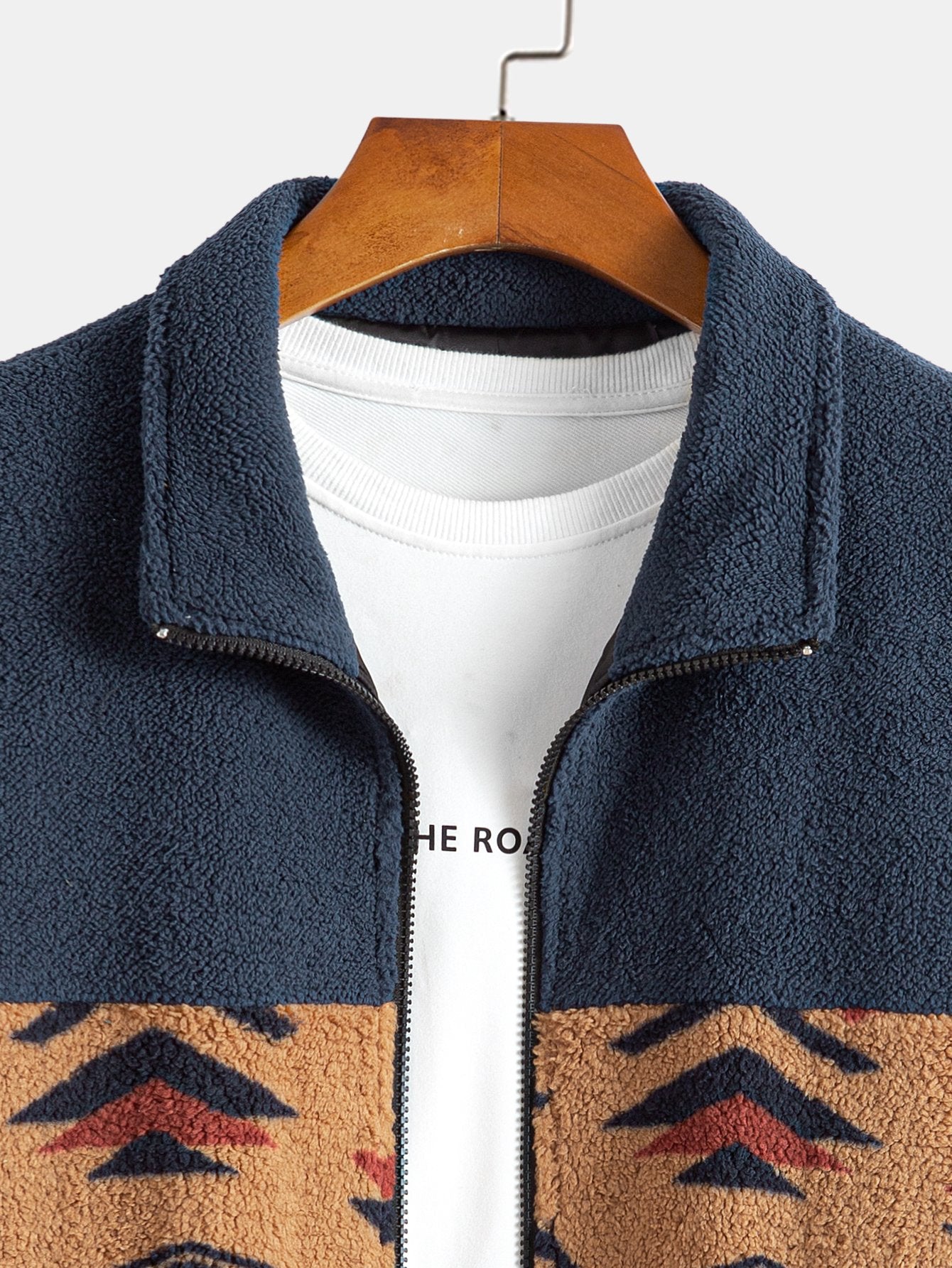 Rowan™ – Aztec Print Patchwork Teddy Fleece Coat