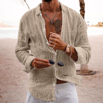 Leander™ – Men's Solid Color Long Sleeve Shirt