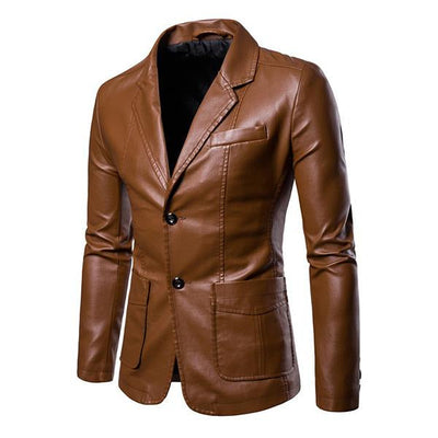Everan™ – Men's Vintage Lapel Slim Fit Faux Leather Blazer
