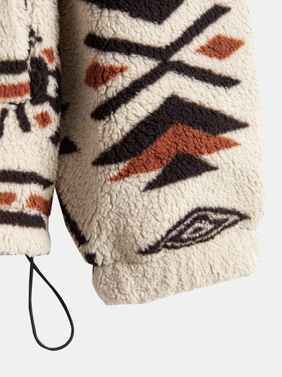 Rowan™ – Aztec Print Patchwork Teddy Fleece Coat